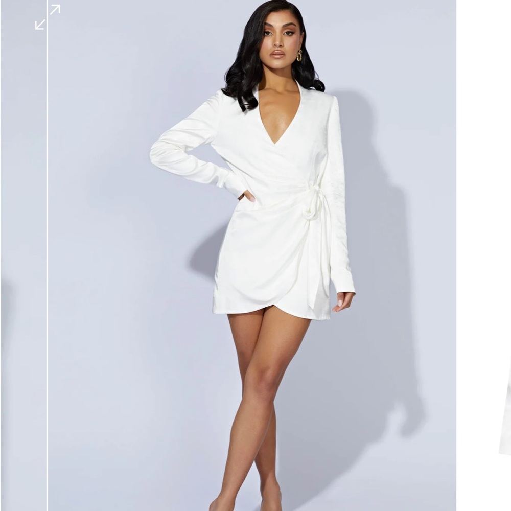 White silky wrap dress